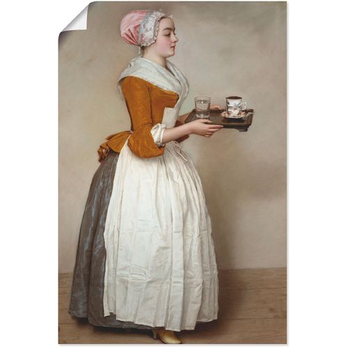 4062144345986 - Wandbild ARTLAND Das Schokoladenmädchen Um 1744 45 Bilder Gr B H 20 cm x 30 cm Poster Frau 1 St beige (naturfarben) Bild Poster Bilder als Alubild Leinwandbild Wandaufkleber oder in versch Größen