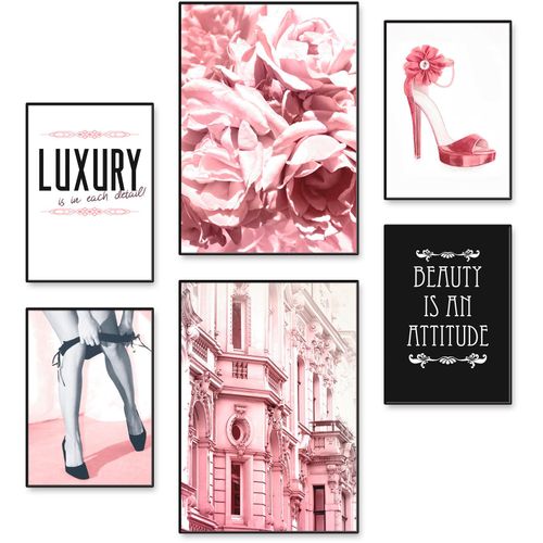 4062144539910 - Poster ARTLAND Lebensstil Beauty Bilder Gr B H 42 cm x 297 cm Poster Frau Hochformat 6 St pink Poster Bilder Poster Wandbild Bild Wandposter