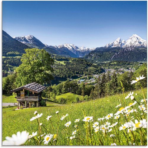 4062144101308 - Glasbild ARTLAND Landschaft in den Bayerischen Alpen Bilder Gr B H 40 cm x 40 cm Berge 1 St grün Glasbilder Bilder in verschiedenen Größen