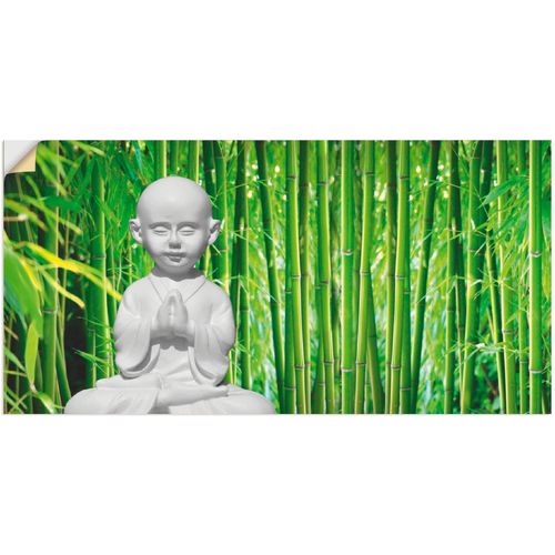 4057738804284 - Wandbild ARTLAND Buddha mit Bambus Bilder Gr B H 100 cm x 50 cm Wandaufkleber - Vinyl Religion 1 St grün Bild Kunstdruck Kunstdrucke Bilder als Leinwandbild Wandaufkleber oder Poster in versch Größen
