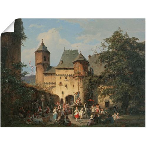 4062144692677 - Wandbild ARTLAND Festszene im Vorhof einer Burg Bilder Gr B H 60 cm x 45 cm Poster historische Ereignisse Querformat 1 St beige (naturfarben) Kunstdrucke als Alubild Leinwandbild Wandaufkleber oder Poster in versch Größen