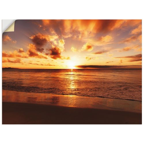 4057738286226 - Wandbild ARTLAND Schöner Sonnenuntergang Strand Bilder Gr B H 120 cm x 90 cm Wandaufkleber - Vinyl Gewässer Querformat 1 St orange Bild Poster Bilder als Alubild Leinwandbild Wandaufkleber oder in versch Größen