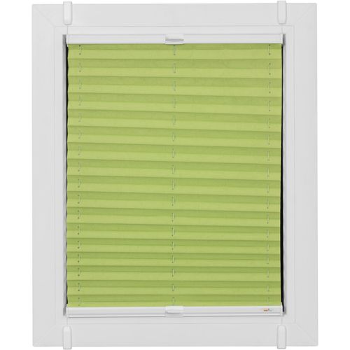 4001442889433 - Plissee One Size Style Crush Plissees Gr 130 cm zweiseitig verschiebbar 40 cm grün (grün weiß weiß) Plissees ohne Bohren Zubehörfarbe zum Klemmen