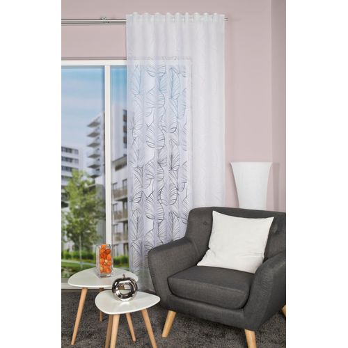 4056751338769 - Vorhang HOME WOHNIDEEN BLATTANO Gardinen Gr 245 cm Multifunktionsband 140 cm weiß Schlafzimmergardinen Gardine HxB 245x140