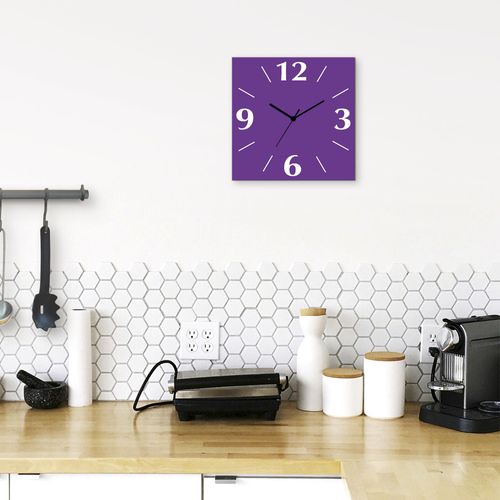 4062144135532 - Wanduhr ARTLAND Uni Trendfarben Wanduhren Gr B H T 30 cm x 30 cm x 03 cm Funkuhr 4 Ziffern lila Wanduhren wahlweise mit Quarz- oder Funhuhrwerk lautlos ohne Tickgeräusche