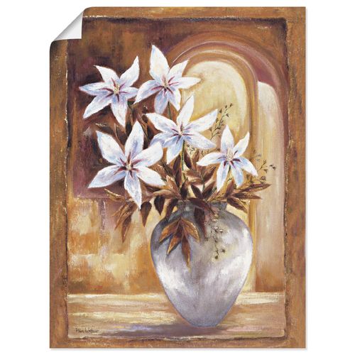 4055327600071 - Wandbild ARTLAND Weiße Blumen in Vase II Bilder Gr B H 45 cm x 60 cm Poster Blumen Hochformat 1 St weiß Bild Leinwandbild Kunstdrucke Bilder als Leinwandbild Wandaufkleber oder Poster in versch Größen