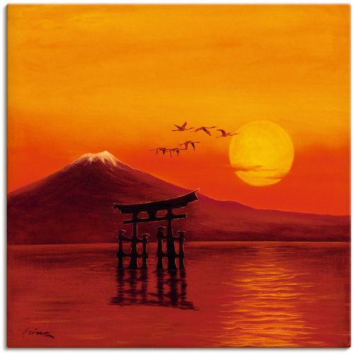 4055327141222 - Wandbild ARTLAND Schwebendes Tor - Asien Bilder Gr B H 30 cm x 30 cm Leinwandbild Bilder von Asien quadratisch 1 St orange Kunstdrucke als Alubild Leinwandbild Wandaufkleber oder Poster in versch Größen