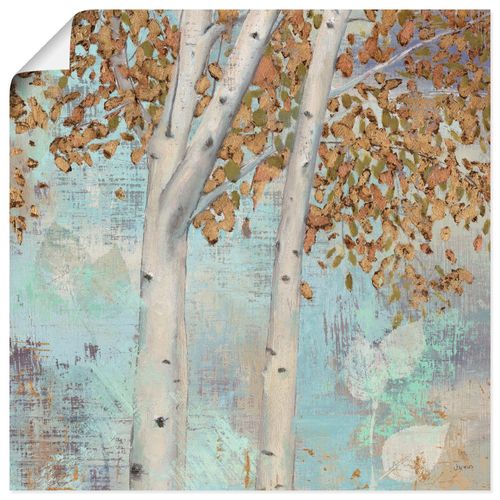 4055327734561 - Wandbild ARTLAND Goldener Wald II Bilder Gr B H 30 cm x 30 cm Poster Bäume quadratisch 1 St blau Bild Poster Bilder als Leinwandbild Wandaufkleber oder in versch Größen