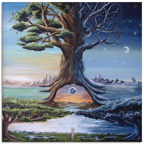 4062144130483 - Glasbild ARTLAND Zwischenwelten Bilder Gr B H 20 cm x 20 cm Glasbild Landschaften quadratisch 1 St bunt Bild Glasbild Glasbilder Bilder in verschiedenen Größen