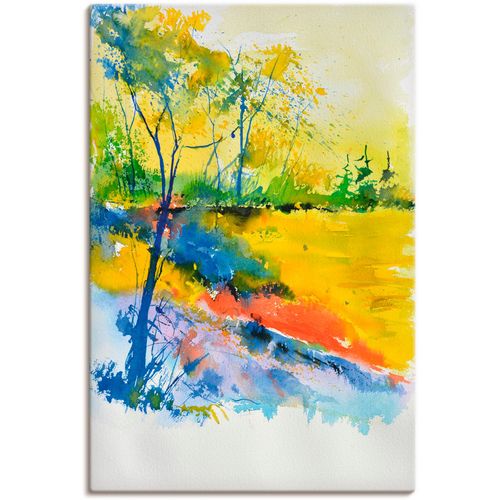4058661645531 - Wandbild ARTLAND Landschaft im Sonnenlicht Bilder Gr B H 40 cm x 60 cm Leinwandbild Wald Hochformat 1 St gelb Bild Metallbild Metallbilder Bilder als Alubild Leinwandbild Wandaufkleber oder Poster in versch Größen