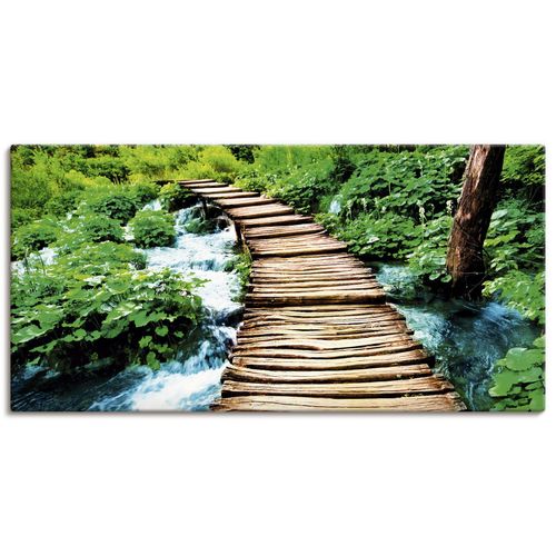 4055327243599 - Wandbild ARTLAND Strandpromenade Bilder Gr B H 100 cm x 50 cm Leinwandbild Gewässer Querformat 1 St grün Bild Metallbild Metallbilder Bilder als Alubild Leinwandbild Wandaufkleber oder Poster in versch Größen