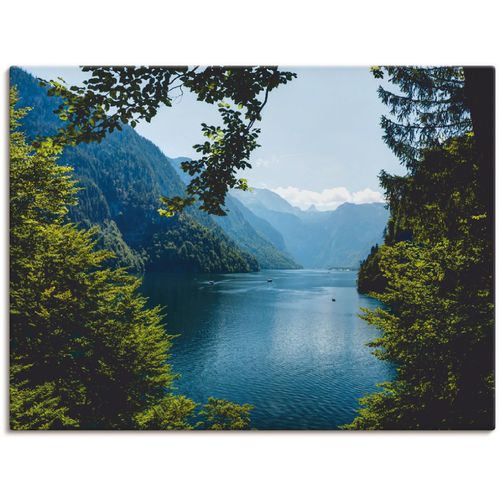 4055327264426 - Wandbild ARTLAND Malerwinkel Königssee- Alpen Bilder Gr B H 60 cm x 45 cm Leinwandbild Berge 1 St blau Bild Kunstdruck Kunstdrucke Bilder als Leinwandbild Wandaufkleber oder Poster in versch Größen