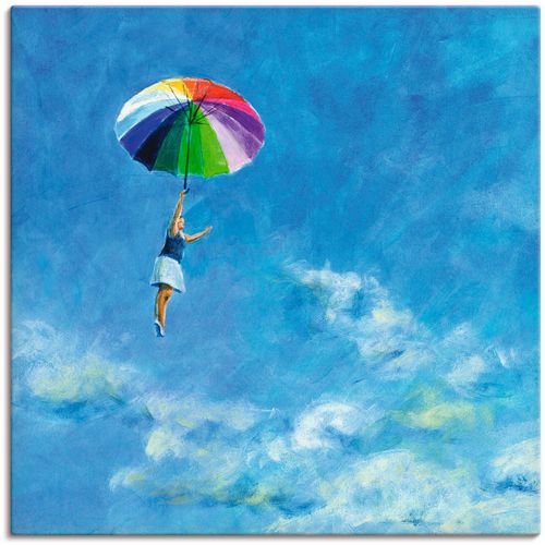 4055327376235 - Wandbild ARTLAND Das Leben leben Bilder Gr B H 50 cm x 50 cm Leinwandbild Frau 1 St blau Bild Kunstdruck Poster Bilder als Leinwandbild Wandaufkleber oder in versch Größen