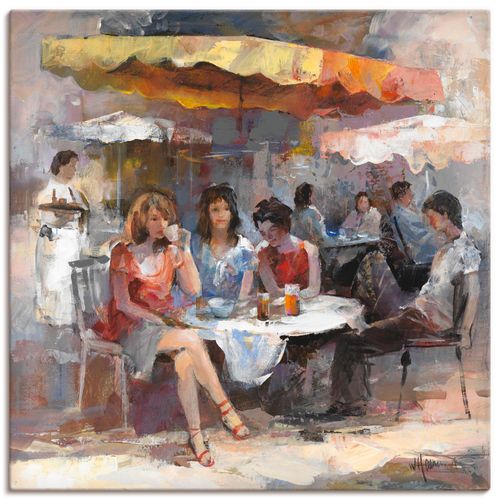 4057738430704 - Wandbild ARTLAND Damen im Café II Bilder Gr B H 30 cm x 30 cm Leinwandbild Gruppen & Familien quadratisch 1 St braun Bild Leinwandbild Kunstdrucke Bilder als Leinwandbild Wandaufkleber oder Poster in versch Größen
