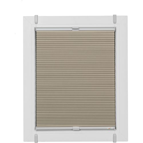 4001442927647 - Wabenplissee One Size Style Honeycomb VD Plissees Gr 160 cm zweiseitig verschiebbar 80 cm beige (sand grau grau) Plissees ohne Bohren Zubehörfarbe zum Klemmen