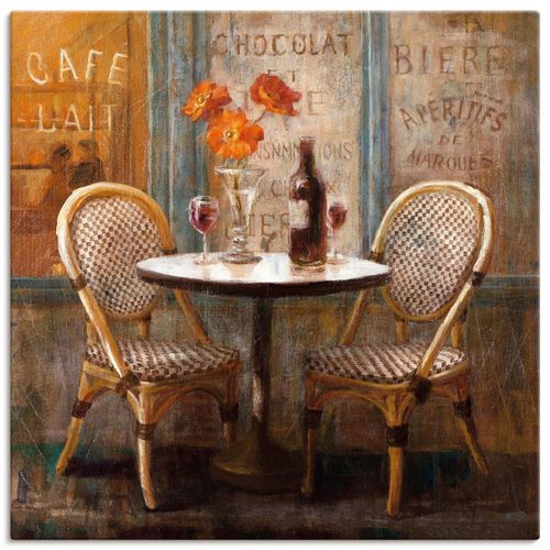 4055327708036 - Wandbild ARTLAND Triff mich im Cafe I Bilder Gr B H 100 cm x 100 cm Leinwandbild Restaurant & Cafés quadratisch 1 St beige (naturfarben) Bild Poster Bilder als Leinwandbild Wandaufkleber oder in versch Größen