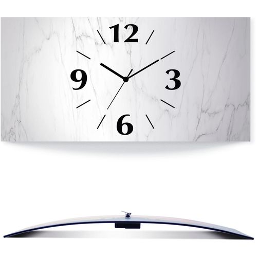 4062144832622 - Wanduhr ARTLAND Weiße Marmor Textur Wanduhren Gr B H T 50 cm x 25 cm x 03 cm Quarzuhr weiß Wanduhren 3D Optik gebogen mit Quarz- oder Funkuhrwerk versch Größen