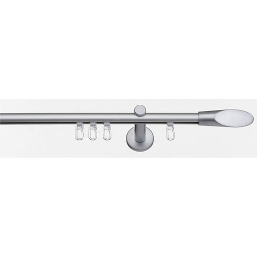 4042627723883 - Gardinenstange Marbella indeko Ø 16 mm 1-läufig Fixmaß verschraubt Aluminium Innenlauf Komplett-Set inkl Gleitern und Montagematerial silberfarben