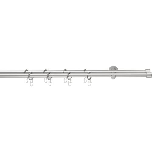 4015161091756 - Gardinenstange CAP Gr 3 grau (chromfarben) L380cm Ø16mm Metall Kunststoff Gardinenstangen mit Ringen