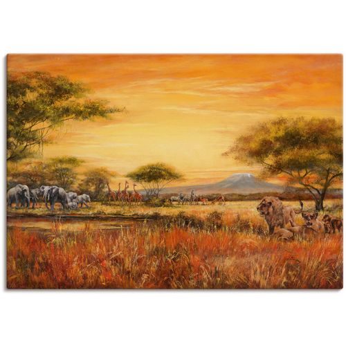 4055327162968 - Wandbild ARTLAND Afrikanische Steppe mit Löwen Bilder Gr B H 70 cm x 50 cm Leinwandbild Afrika 1 St braun Bild Metallbild Metallbilder Bilder als Alubild Leinwandbild Wandaufkleber oder Poster in versch Größen