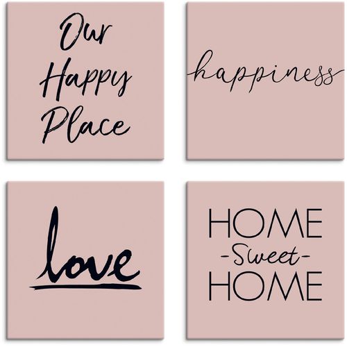 4062144354544 - Leinwandbild ARTLAND Ort Glück Liebe Home sweet Home Bilder Gr B H 40 cm x 40 cm Leinwandbild Sprüche & Texte quadratisch 4 St schwarz Bild Leinwandbild Leinwandbilder Bilder 4er Set verschiedene Größen