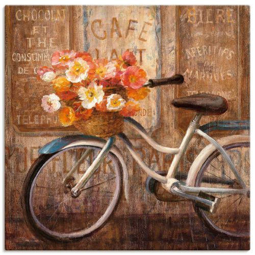 4055327708043 - Wandbild ARTLAND Triff mich im Cafe II Bilder Gr B H 30 cm x 30 cm Leinwandbild Fahrräder quadratisch 1 St beige (naturfarben) Bild Poster Bilder als Leinwandbild Wandaufkleber oder in versch Größen