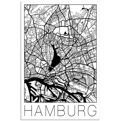 4059745965507 - Wandbild ARTLAND Retro Karte Hamburg Deutschland Bilder Gr B H 20 cm x 30 cm Leinwandbild Deutschland Hochformat 1 St schwarz Bild Leinwandbild Kunstdrucke Bilder als Alubild Leinwandbild Wandaufkleber oder Poster in versch Größen
