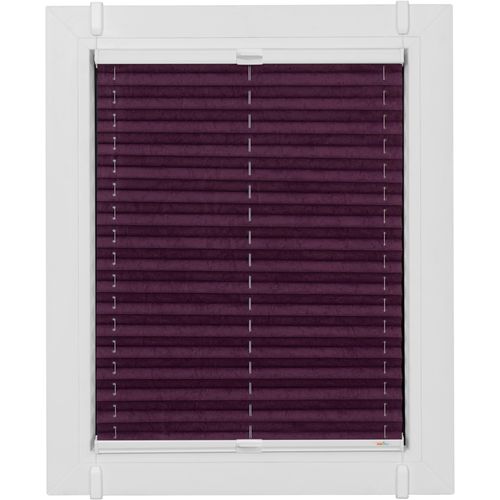 4001442888481 - Plissee One Size Style Crush Plissees Gr 130 cm zweiseitig verschiebbar 35 cm lila (brombeere weiß weiß) Plissees ohne Bohren Zubehörfarbe zum Klemmen