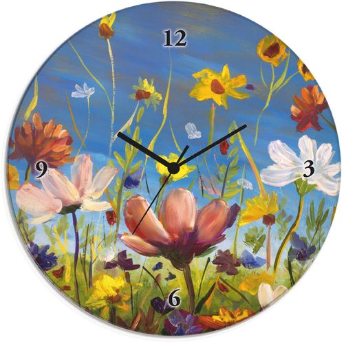 4062144604182 - Wanduhr ARTLAND Glasuhr rund Wildblumenwiese Wanduhren Gr B H T 30 cm x 30 cm x 18 cm Quarzuhr bunt Wanduhren wahlweise mit Quarz- oder Funhuhrwerk lautlos ohne Tickgeräusche 4062144604182 - Wanduhr ARTLAND Glasuhr rund Wildblumenwiese Wanduhren Gr B H T 30 cm x 30 cm x 18 cm Quarzuhr bunt Wanduhren wahlweise mit Quarz- oder Funhuhrwerk lautlos ohne Tickgeräusche