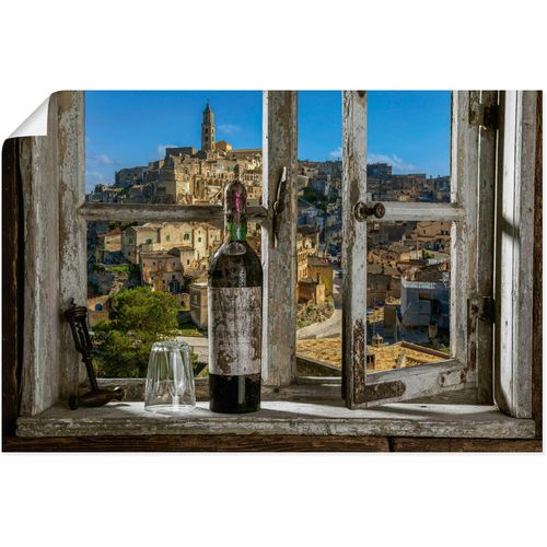 4062144633502 - Wandbild ARTLAND Blick aus dem Fenster Matera Italien Bilder Gr B H 120 cm x 80 cm Poster Fenster & Türen Querformat 1 St grau Kunstdrucke als Alubild Leinwandbild Wandaufkleber oder Poster in versch Größen