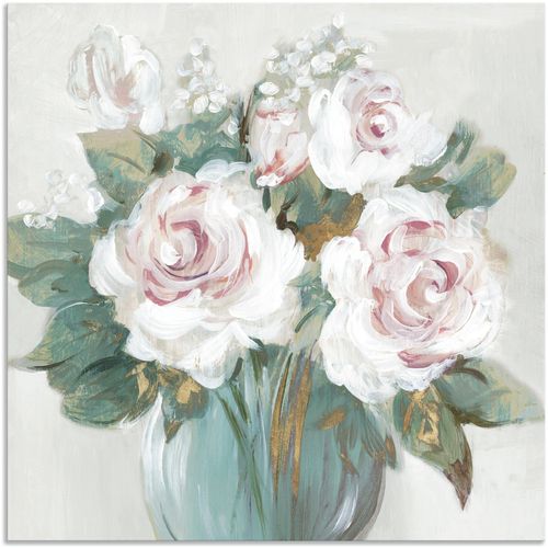 4062144701843 - Wandbild ARTLAND Goldener Blumenstrauß Bilder Gr B H 40 cm x 40 cm Alu-Dibond-Druck Blumenbilder quadratisch 1 St weiß Kunstdrucke als Alubild Leinwandbild Wandaufkleber oder Poster in versch Größen