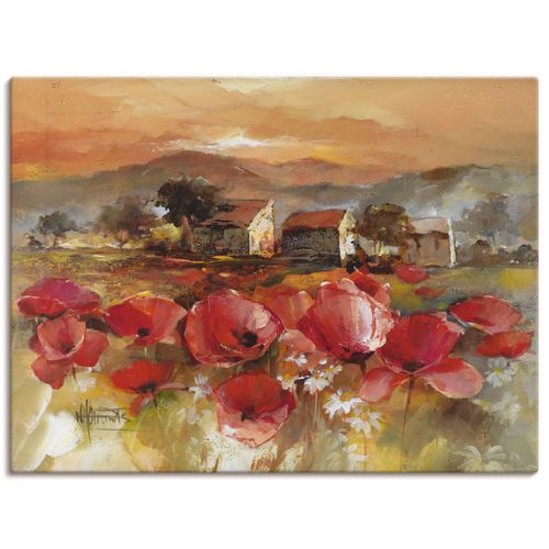 4057738440475 - Wandbild ARTLAND Toskana Romantic II rot Bilder B H 120cm x 90cm Leinwandbild Blumen Querformat Canvas Leinwand als Leinwandbild Poster Wandaufkleber in verschied Größen B120cm H90cm