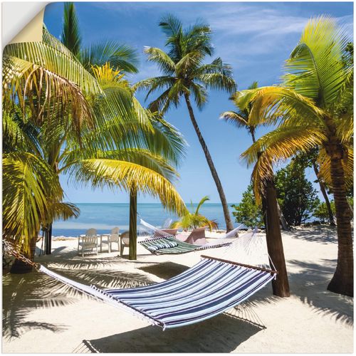 4057738489795 - Wandbild ARTLAND Florida Wellness Bilder Gr B H 50 cm x 50 cm Wandaufkleber - Vinyl Strand 1 St blau Bild Kunstdruck Metallbild Metallbilder Bilder als Alubild Leinwandbild Wandaufkleber oder Poster in versch Größen