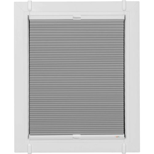4001442924066 - Wabenplissee One Size Style Honeycomb VD Plissees Gr 210 cm zweiseitig verschiebbar 80 cm grau (grau weiß weiß) Plissees ohne Bohren Zubehörfarbe zum Klemmen