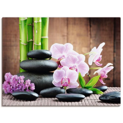 4055327238953 - Wandbild ARTLAND Spa Konzept Zen Steinen Orchideen Bilder Gr B H 60 cm x 45 cm Leinwandbild Zen Querformat 1 St pink Bild Poster Bilder als Alubild Leinwandbild Wandaufkleber oder in versch Größen