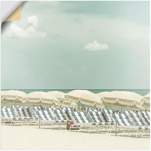 4062144759790 - Wandbild ARTLAND Vintage Strandidylle Bilder Gr B H 30 cm x 30 cm Wandaufkleber - Vinyl Strandbilder quadratisch 1 St blau Kunstdrucke als Alubild Leinwandbild Wandaufkleber oder Poster in versch Größen