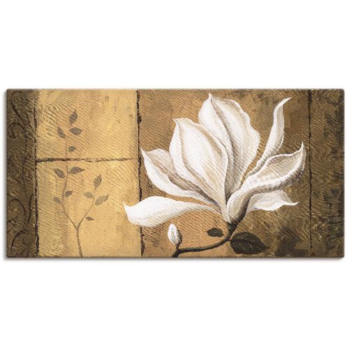 4055327160278 - Wandbild ARTLAND Magnolie an Gold-Braun Bilder Gr B H 100 cm x 50 cm Leinwandbild Blumen 1 St beige (naturfarben) Bild Poster Bilder als Alubild Leinwandbild Wandaufkleber oder in versch Größen