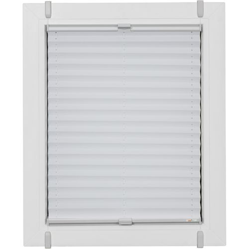 4001442863730 - Plissee One Size Style Crepe Plissees Gr 130 cm zweiseitig verschiebbar 80 cm weiß (weiß grau grau) Plissees ohne Bohren Zubehörfarbe zum Klemmen