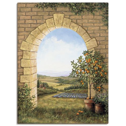 4055327156080 - Wandbild ARTLAND Orangenbaum vor dem Torbogen Bilder Gr B H 45 cm x 60 cm Leinwandbild Fensterblick 1 St braun Bild Poster Bilder als Alubild Leinwandbild Wandaufkleber oder in versch Größen