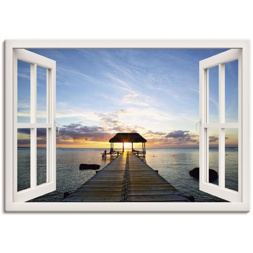 4059745735353 - Wandbild ARTLAND Fensterblick Steg im Gegenlicht Bilder Gr B H 70 cm x 50 cm Leinwandbild Fensterblick 1 St weiß Bild Poster Bilder als Alubild Leinwandbild Wandaufkleber oder in versch Größen