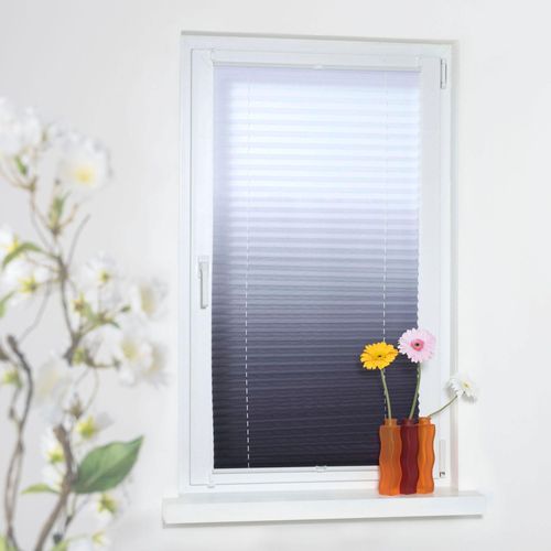 0093149069540 - Plissee GARESA Farbverlauf Gr 4 grau (anthrazit weiß weiß) B40cm H130cm Obermaterial 100% Polyester Plissees einfache Montage blickdicht dekorativ