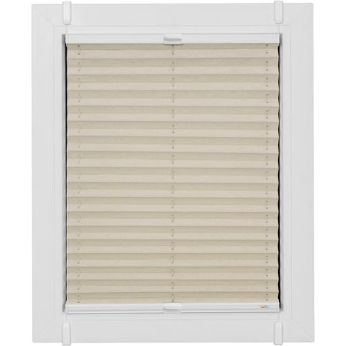 4001442887934 - Plissee One Size Style Crush Plissees Gr 130 cm zweiseitig verschiebbar 70 cm beige (sand weiß weiß) Plissees ohne Bohren Zubehörfarbe zum Klemmen