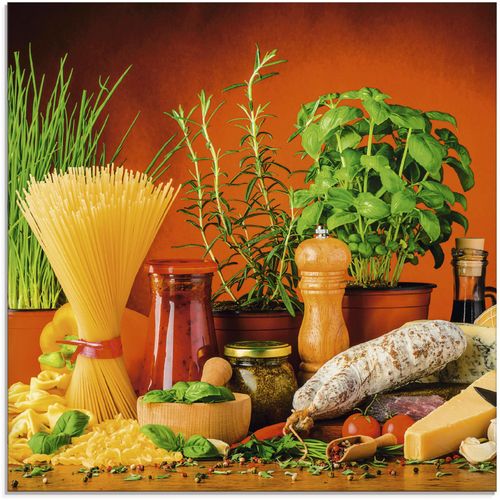 4059745440103 - Glasbild ARTLAND Mediterranes und italienisches Essen Bilder Gr B H 30 cm x 30 cm Lebensmittel 1 St bunt Glasbilder Bilder in verschiedenen Größen