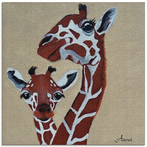 4055327779210 - Glasbild ARTLAND Giraffen Bilder Gr B H 20 cm x 20 cm Glasbild Wildtiere quadratisch 1 St beige (naturfarben) Bild Glasbild Glasbilder Bilder in verschiedenen Größen