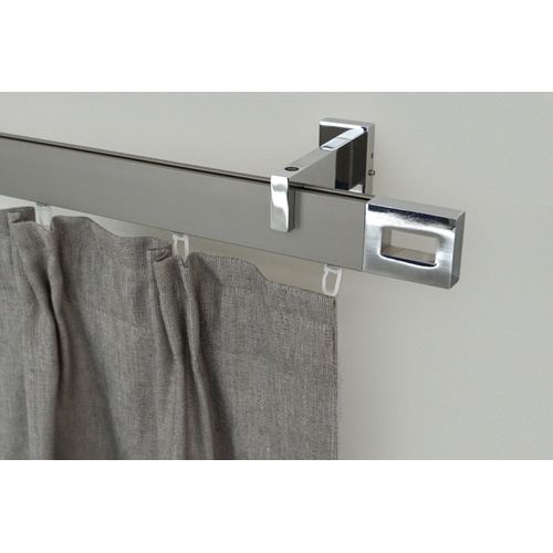 9002777157162 - Gardinenstange GARESA FLAT Gardinenstangen Gr L 170 cm 1 St 1 läufig silberfarben (vernickelt chromfarben) Kinder Gardinenstangen für Rechteckprofil Wandmontage perfekter Lauf modern verlängerbar