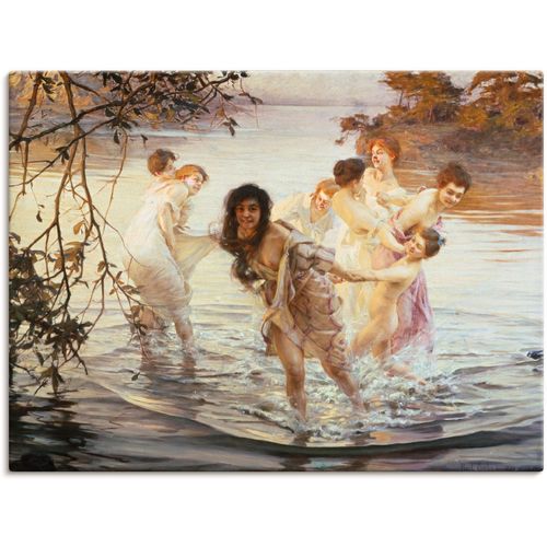 4055327101882 - Wandbild ARTLAND Glückliches Spiel im Wasser 1899 Bilder Gr B H 120 cm x 90 cm Leinwandbild Gruppen & Familien 1 St beige (naturfarben) Bild Leinwandbild Kunstdrucke Bilder als Leinwandbild Wandaufkleber oder Poster in versch Größen