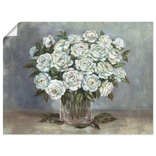 4055327294065 - Wandbild ARTLAND Weiße Rosen Bilder Gr B H 40 cm x 30 cm Poster Blumen 1 St weiß Bild Metallbild Metallbilder Bilder als Alubild Leinwandbild Wandaufkleber oder Poster in versch Größen
