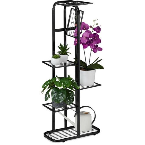 4052025890582 - Blumentreppe Metall 6-stufige Blumenetagere außen & innen hbt 107 x 44 x 24 cm Pflanzenregal schwarz - Relaxdays