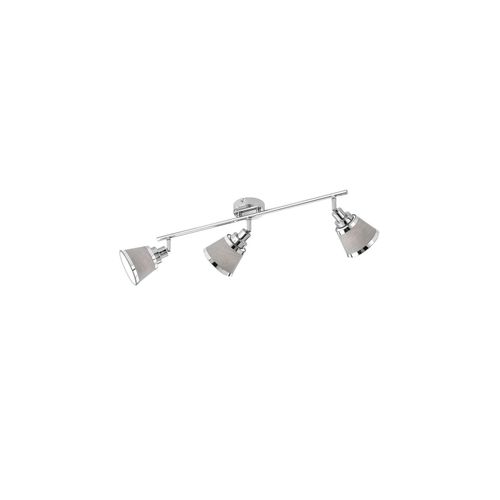 4003474356709 - Deckenleuchte Strahler Wohnzimmer grau Deckenlampe silber Deckenstrahler 3 Flammig rund Stoff  Metall Textil 3x E14LxH 63 x 215