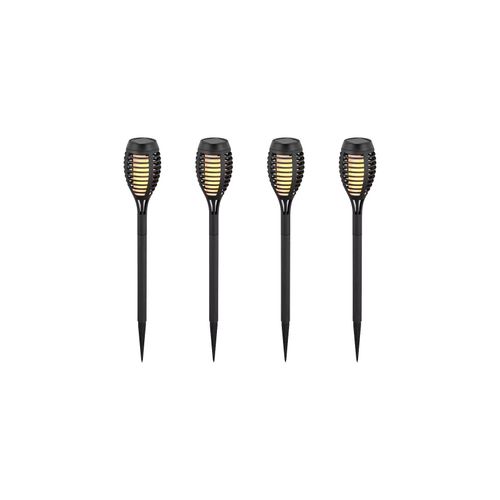 3800170216273 - 4er Set LED Solarleuchten schwarz Feuereffekt H 50 cm